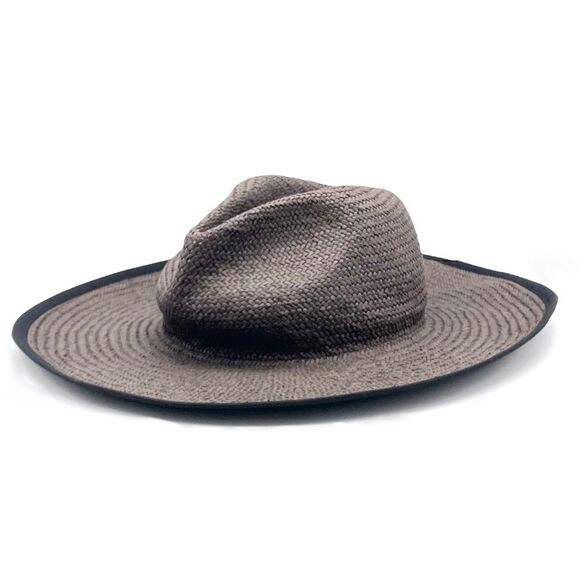 Madewell Wide-Brimmed Straw Fedora Sunhat in Faded Black | Gray Women’s Size S/M - Picture 7 of 16